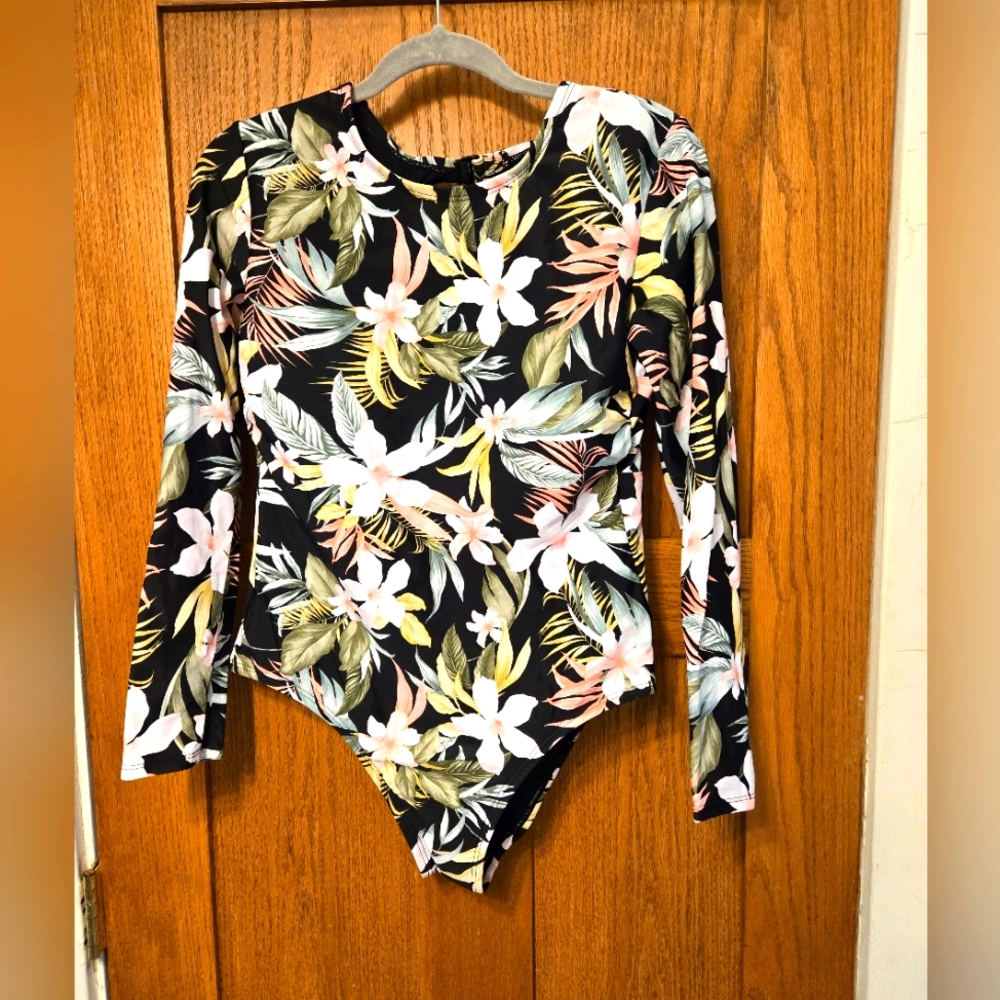 Floral Long Sleeve Womens Large Swimsuit